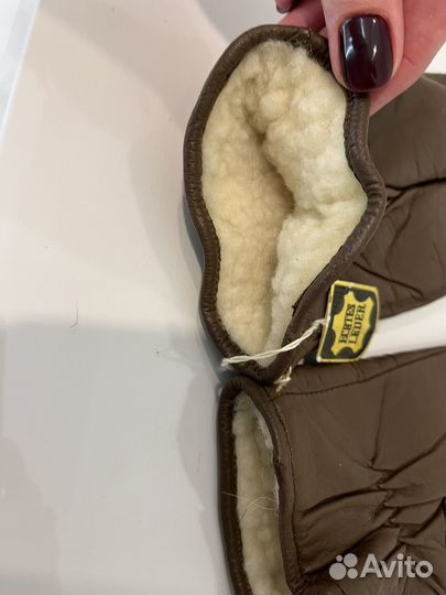 Варежки зимние женские кожаные