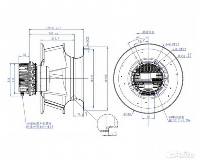 Вентилятор осевой K-EC500-R380-21+bracket