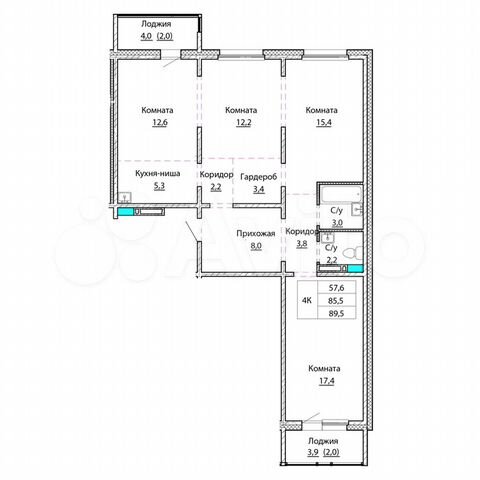 Планировка квартир барнаул 4-к квартира, 85.9 м², 6/16 эт. на продажу в Барнауле Купить квартиру Авито