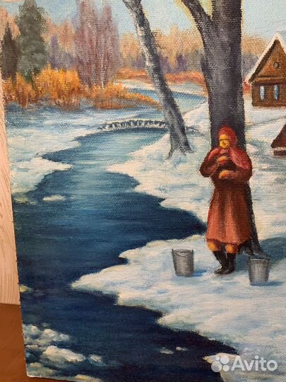 Деревенский Быт. Картина Маслом на Холсте