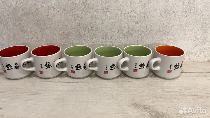 Кружки с иероглифами 6 шт