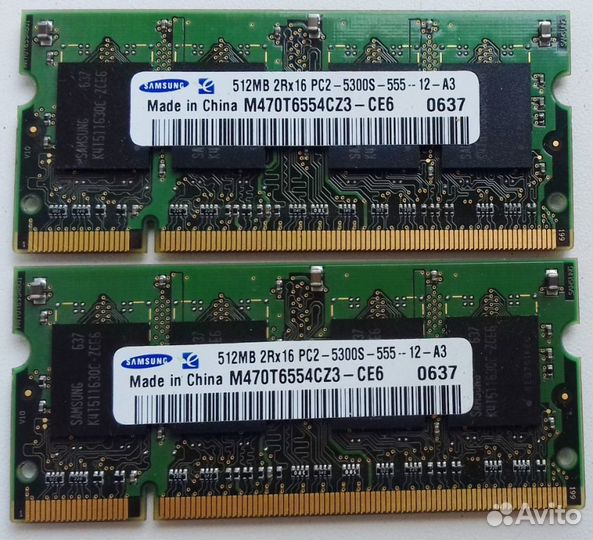 Память для ноутбука sodimm DDR2 512Мв 667MHz