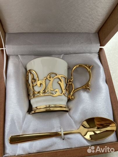 Кофейная чашка фарфор позолота Златоуст
