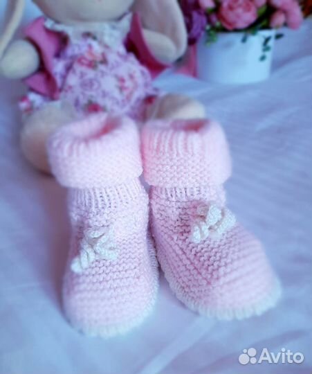Пинетки нежные вязаные/сапожки/тапочки детские