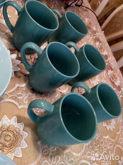 Набор столовой посуды бирюзовый бу