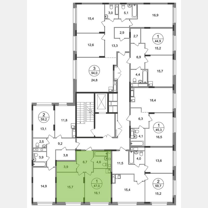 1-к. квартира, 47 м², 5/17 эт.