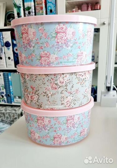 Коробки 3шт для хранения круглая с крышкой