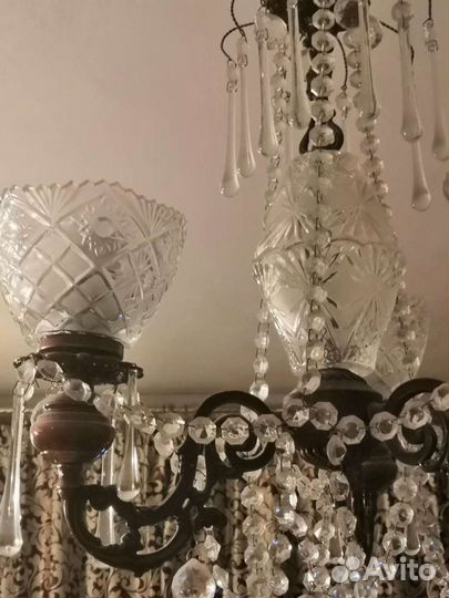 Люстра + бра комплект резной хрусталь