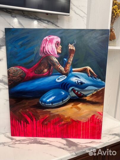 Интерьерная картина «Девушка на хищнике»