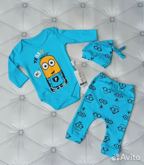 Детский набор боди,штаны,шапочка Миньон