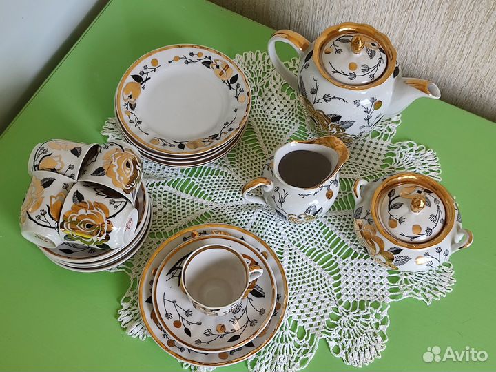 Сервиз кофейный Вербилки Золотая роза, 20 предм