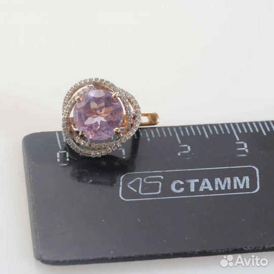 Золотое серьги 585 аметист