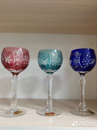 Хрустальные фужеры цветной хрусталь гдр