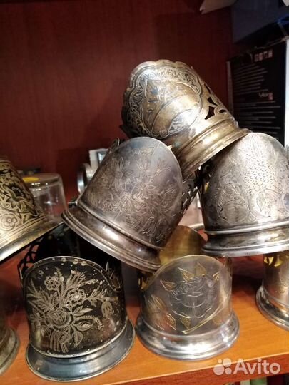 Подстаканники из серебра разные