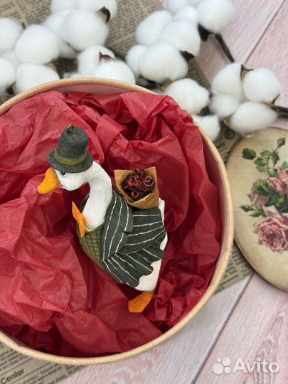 Гусь Джентельмен,ватная игрушка