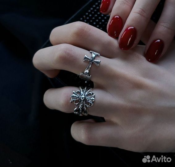 Набор колец стиль Chrome Heart, 2шт