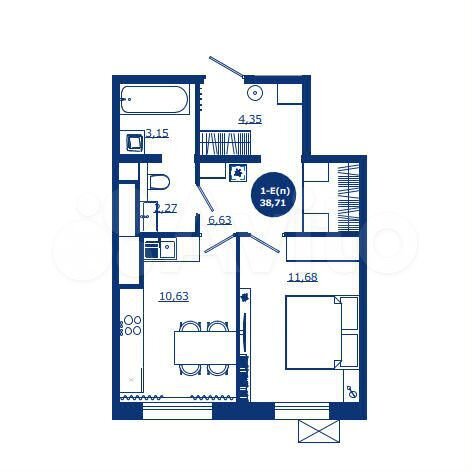 1-к. квартира, 38,7 м², 13/17 эт.