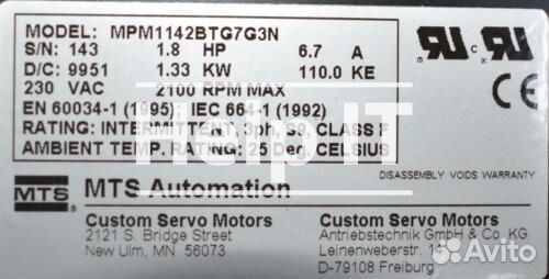 Серводвигатель Parker MPM1142BTG7G3N