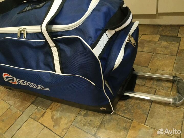 Баул хоккейный на колесах премиум синий