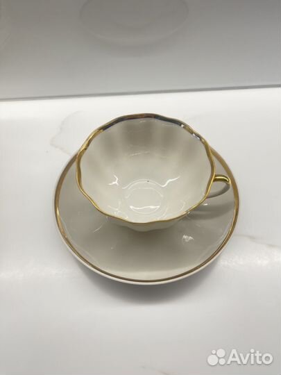 Чайная пара, чашка с блюдцем. Дулёвский фарфор
