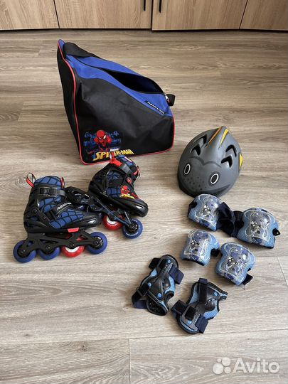 Роликовые коньки детские раздвижные набор 26-31р