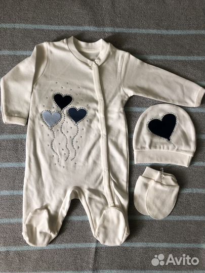 Новый набор для новорождённых (слип, шапочка.)