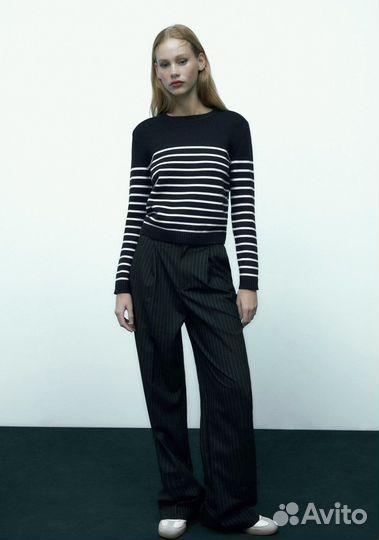 Zara новый полосатый свитер кофта