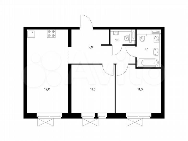2-к. квартира, 57,6 м², 28/32 эт.