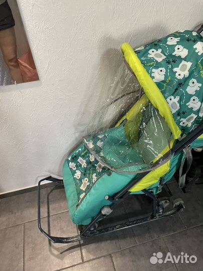 Санки-коляска Nika Умка 3-1 У 3-1, мишки изумруд