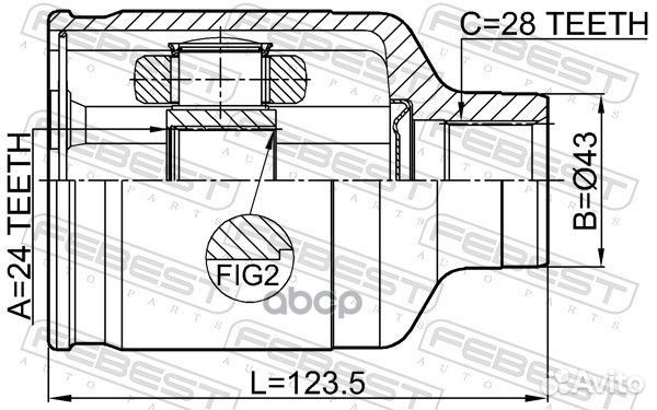 Шрус внутренний правый 24X43X28 подходит для KI