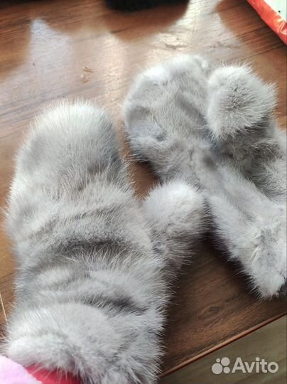 Норковые варежки,новые