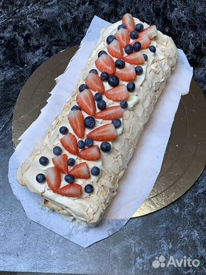 Меренговый рулет,птичье молоко