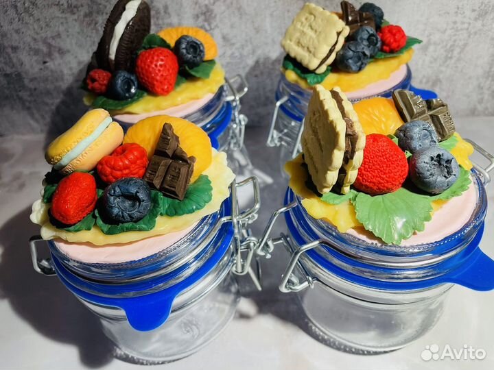 Сладкие баночки из полимерной глины 4 штуки