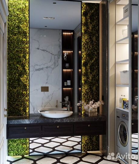 Зеркало со мхом в ванную