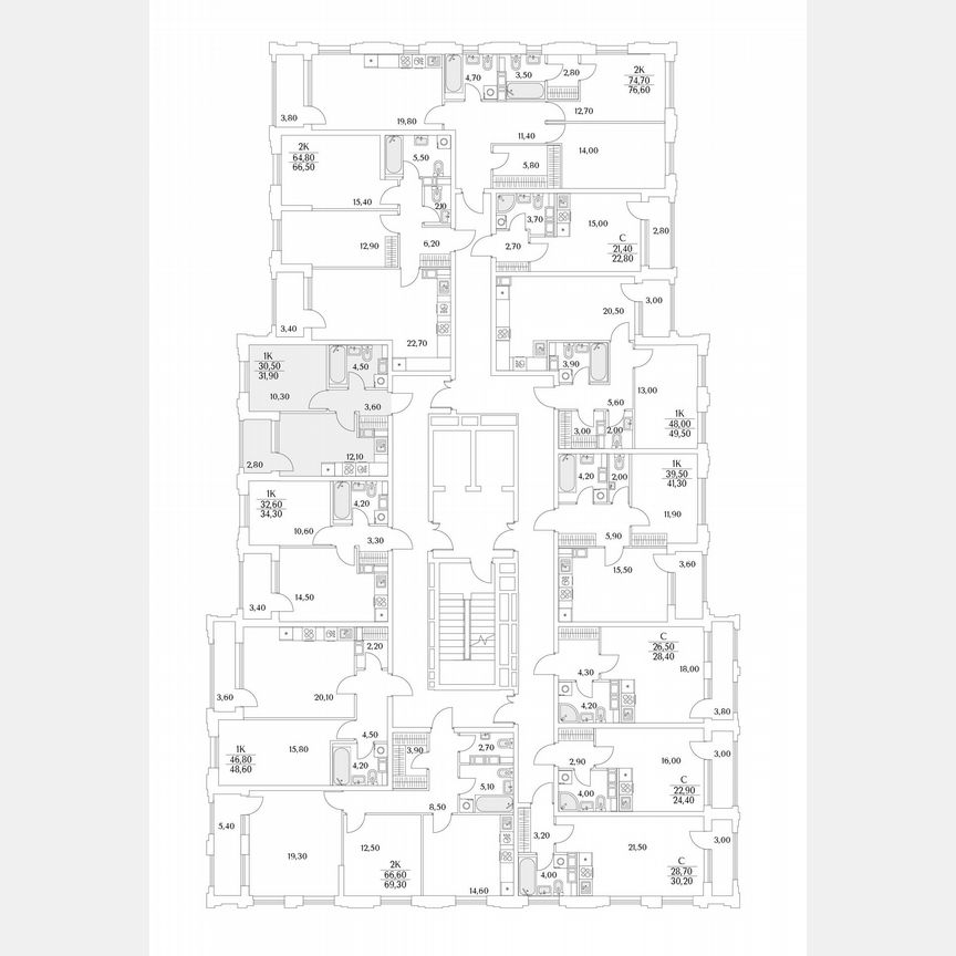1-к. квартира, 75,7 м², 13/13 эт.