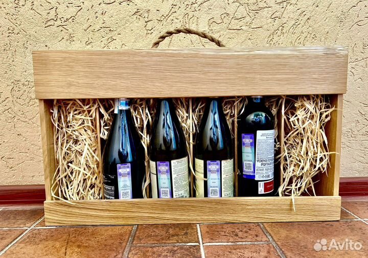 Деревянный ящик винный под 6 бутылок подарочный