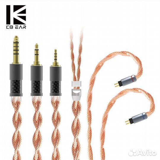 Кабель kbear для наушников 2pin/ jack 3.5