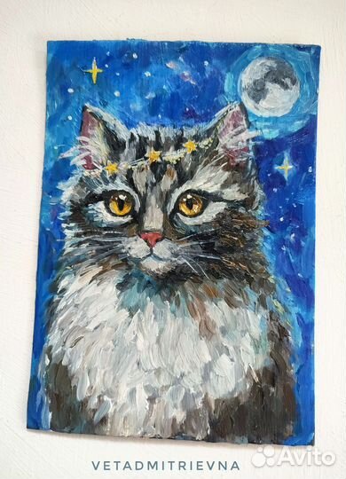 Картина маслом Портрет Котика в космосе