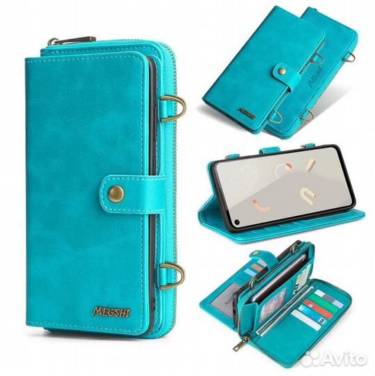Кожаный чехол-бумажник для телефона redmi 9 megshi