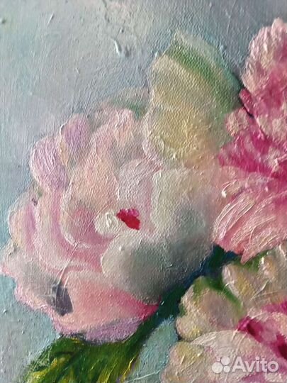 Картина пионы в вазе