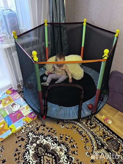 Батут с защитной сеткой детский до 100кг