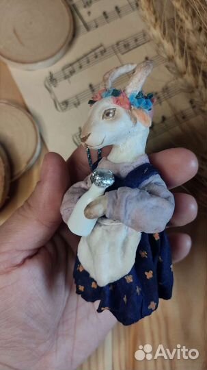 Ватная ёлочная игрушка Козочка