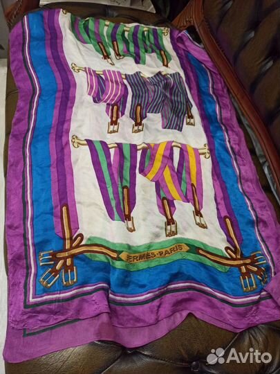 Палантин креповый шелковый hermes италия
