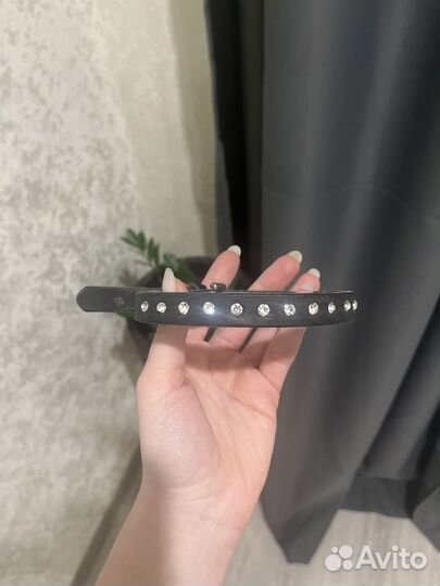 Ошейник кожаный со стразами