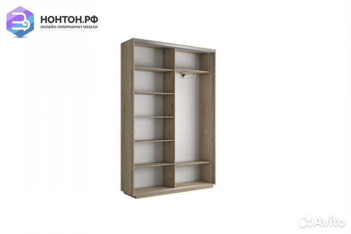 Шкаф-купе 2-х дверный с зеркалом Экспресс 45 дуб с