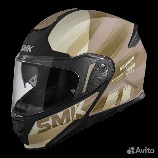 SMK Gullwing Tourleader modular helmet matt brown