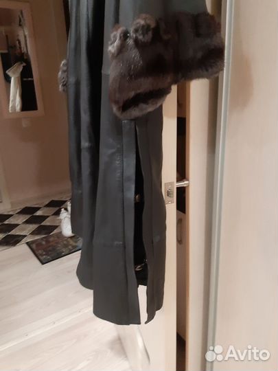 Кожаный плащ-пальто женский натуральная кожа
