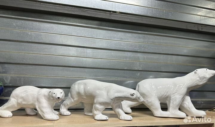 3 фигурки Белые медведи лфз СССР большие