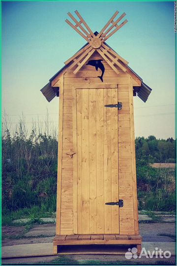 Дачный туалет деревянный прямоугольник QFC