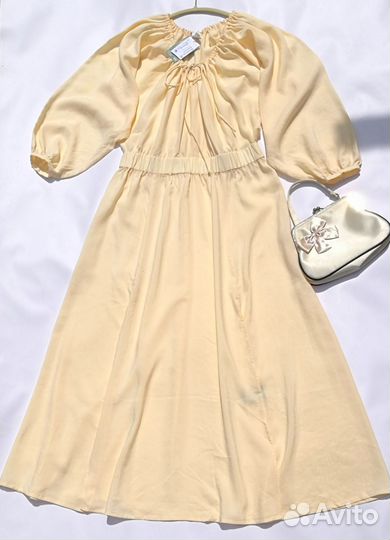 Льняное платье hm новое 46 48 50 52 54 макси